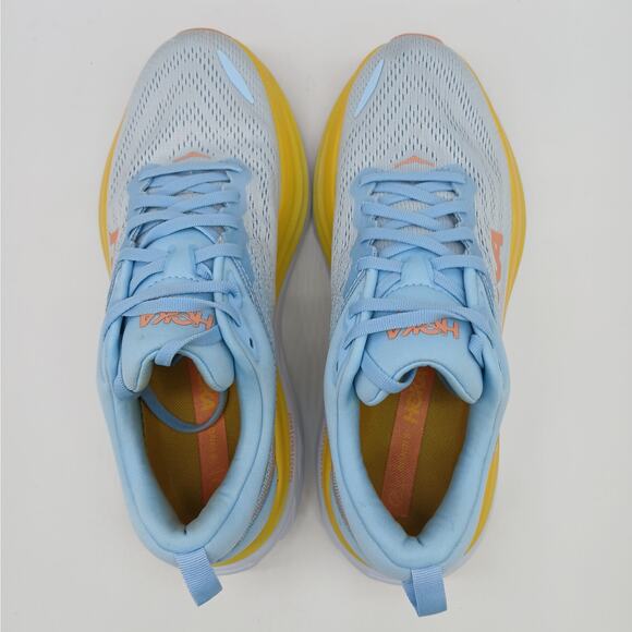 Hoka One One Lace-Up Bondi 8 Running Sneakers Shoes Blue Yellow Women's Size 9B - Picture 9 of 11